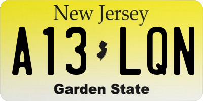 NJ license plate A13LQN