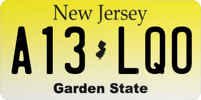 NJ license plate A13LQO