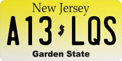 NJ license plate A13LQS