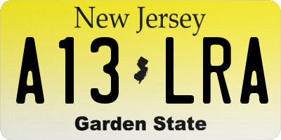 NJ license plate A13LRA