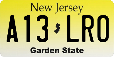 NJ license plate A13LRO