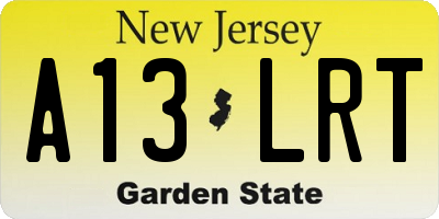 NJ license plate A13LRT