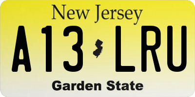 NJ license plate A13LRU