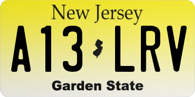 NJ license plate A13LRV
