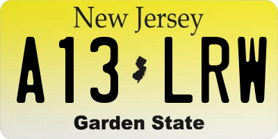 NJ license plate A13LRW