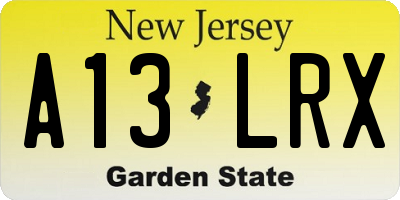 NJ license plate A13LRX