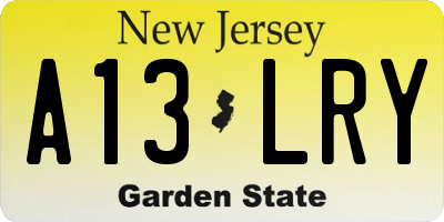 NJ license plate A13LRY