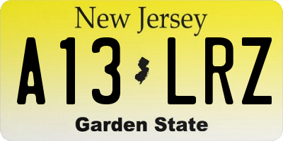 NJ license plate A13LRZ