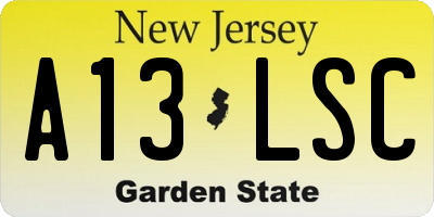 NJ license plate A13LSC