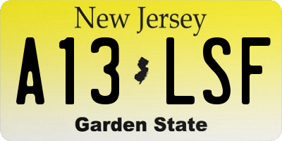 NJ license plate A13LSF