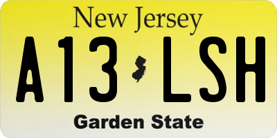 NJ license plate A13LSH
