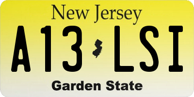 NJ license plate A13LSI