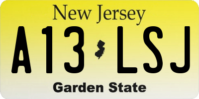 NJ license plate A13LSJ