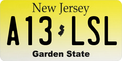 NJ license plate A13LSL