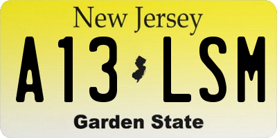 NJ license plate A13LSM