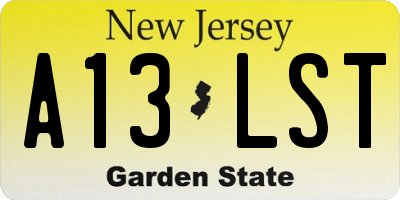NJ license plate A13LST