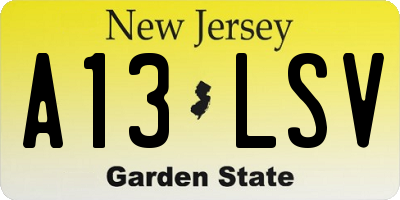 NJ license plate A13LSV