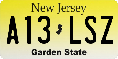 NJ license plate A13LSZ