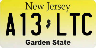 NJ license plate A13LTC
