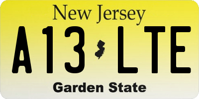 NJ license plate A13LTE