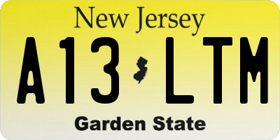 NJ license plate A13LTM