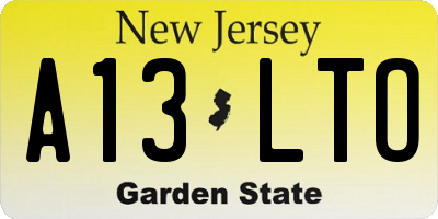 NJ license plate A13LTO