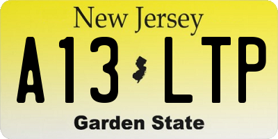 NJ license plate A13LTP