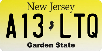 NJ license plate A13LTQ