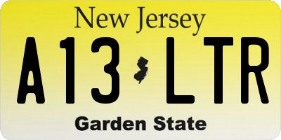 NJ license plate A13LTR
