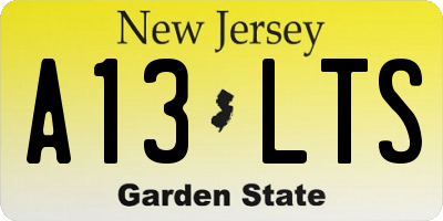 NJ license plate A13LTS