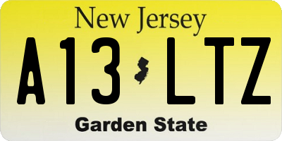 NJ license plate A13LTZ