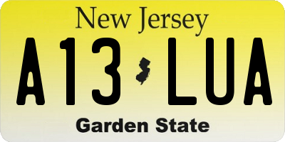 NJ license plate A13LUA