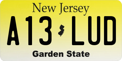 NJ license plate A13LUD