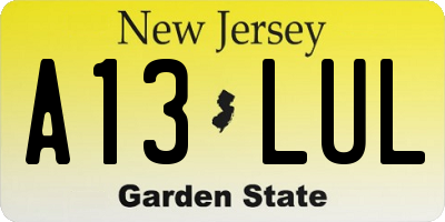 NJ license plate A13LUL
