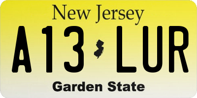 NJ license plate A13LUR