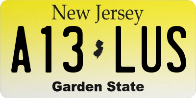 NJ license plate A13LUS