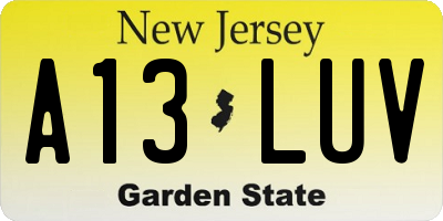 NJ license plate A13LUV