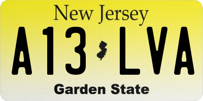 NJ license plate A13LVA