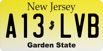 NJ license plate A13LVB