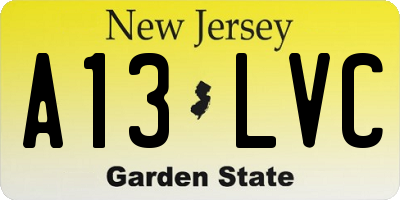 NJ license plate A13LVC