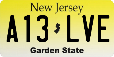 NJ license plate A13LVE
