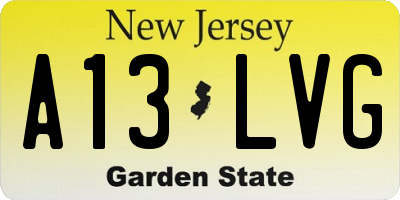 NJ license plate A13LVG