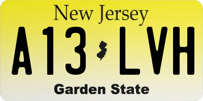 NJ license plate A13LVH