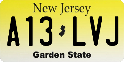 NJ license plate A13LVJ