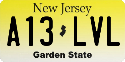 NJ license plate A13LVL