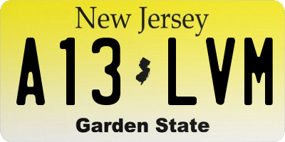 NJ license plate A13LVM