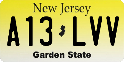 NJ license plate A13LVV