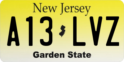 NJ license plate A13LVZ