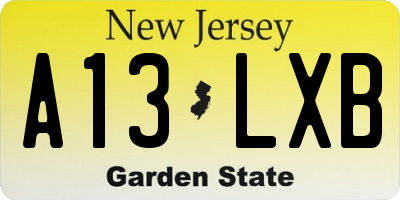 NJ license plate A13LXB