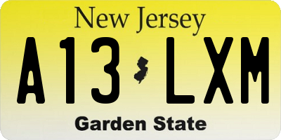 NJ license plate A13LXM